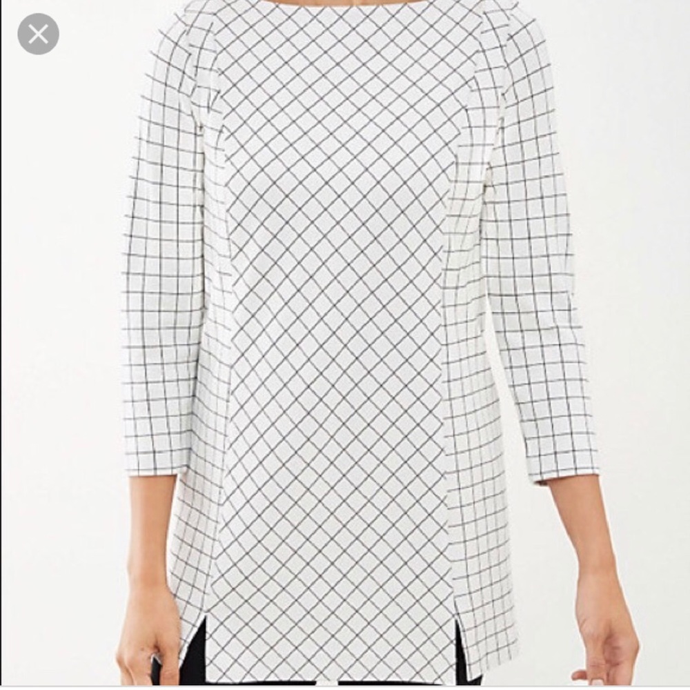 J.JILL BLACK AND WHITE PONTE TUNIC